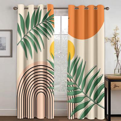 Conjunto Elegante de Duas Peças de Cortinas Geométricas Abstratas! Impressão Digital 3D, um Conjunto de Dois, Cortina Blackout para Sala de Estar Doméstica, Quarto
