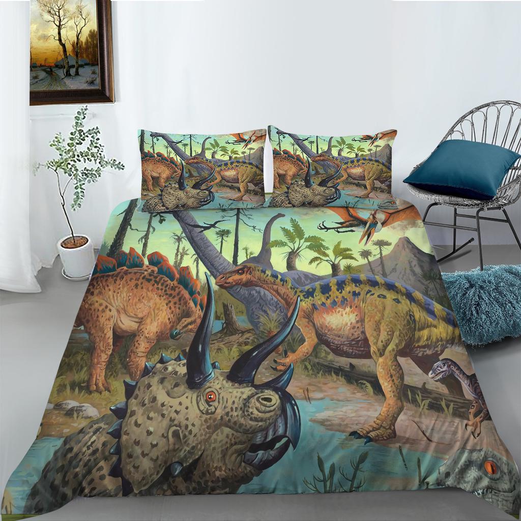 Cartoon Dinosaur Digital Print Bedding Set Two Or Three Pieces Digital Printing Polyester