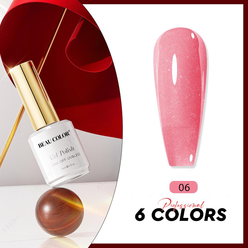 

BEAU COLOR 6 цветов Shimmer Biab Builder Gel 15 мл Наращивание ногтей УФ/LED стойкий гель-лак для дизайна ногтей в салоне и домашнего маникюра