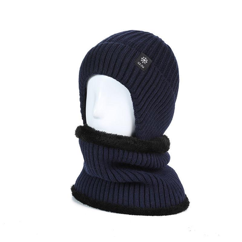 Men's Winter Knitted Woolen Hat with Fleece and Thickened Korean Style Trendy  Warm and Cold-proof Cotton Hat for Cycling In Autumn and Winter