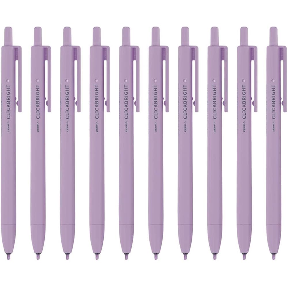 Zebra Highlighter, Click Bright, Purple, 10-Pack B-WKS30-PU