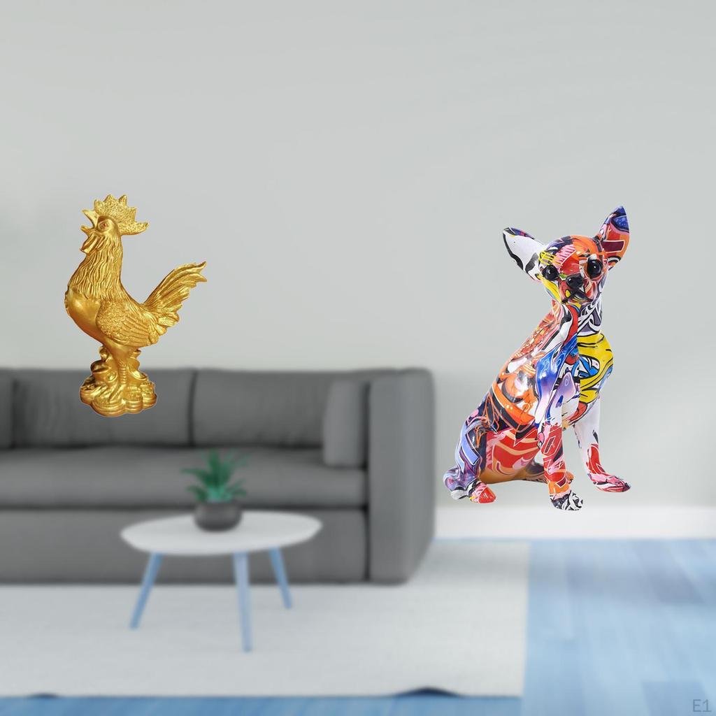 And Puppy Figurine Feng Shui Decor Multicolor Animal Sculpture for Home Living Room Birthday