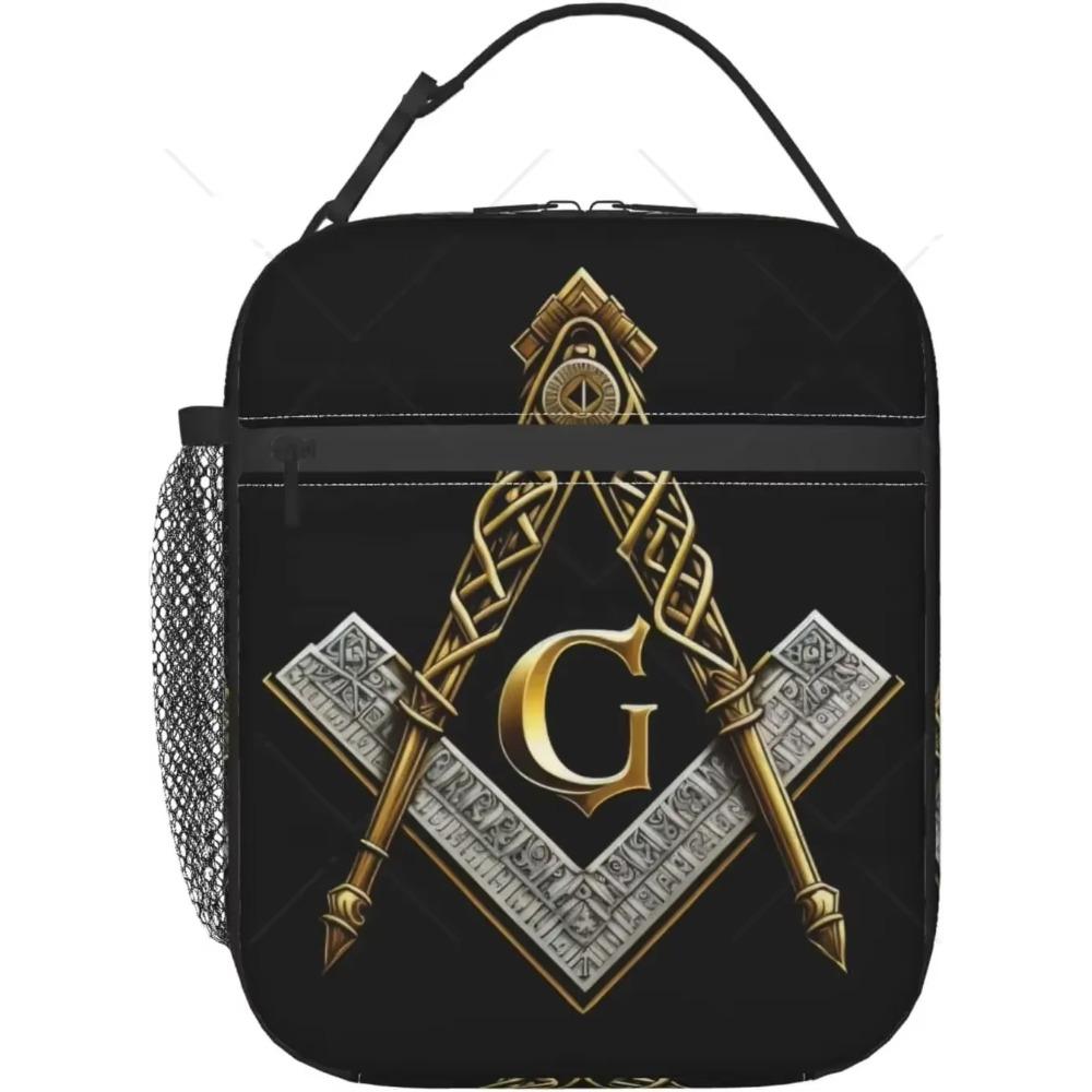 Geantă de prânz izolată Crucea Templierilor - Cutie de prânz portabilă reutilizabilă neagră - Geantă termică pentru prânz pentru femei bărbați birou muncă călătorie