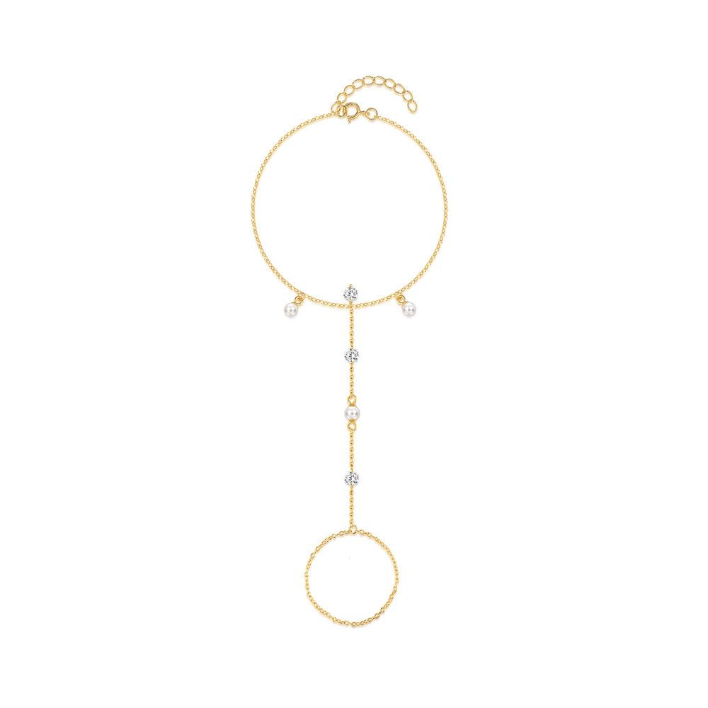 S925 Sterlingsilber Damenring Temperament Perlenquaste Eleganter Armreif Mehrlagiger Stapelarmreif Ring Zwei-in-Eins