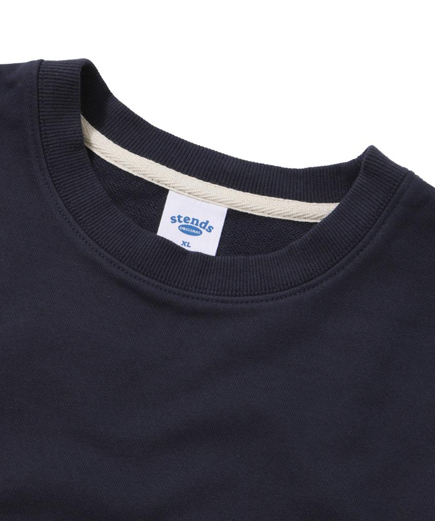 STENDS [M~4Xl] All Day Semi-Over Sweatshirt_Navy