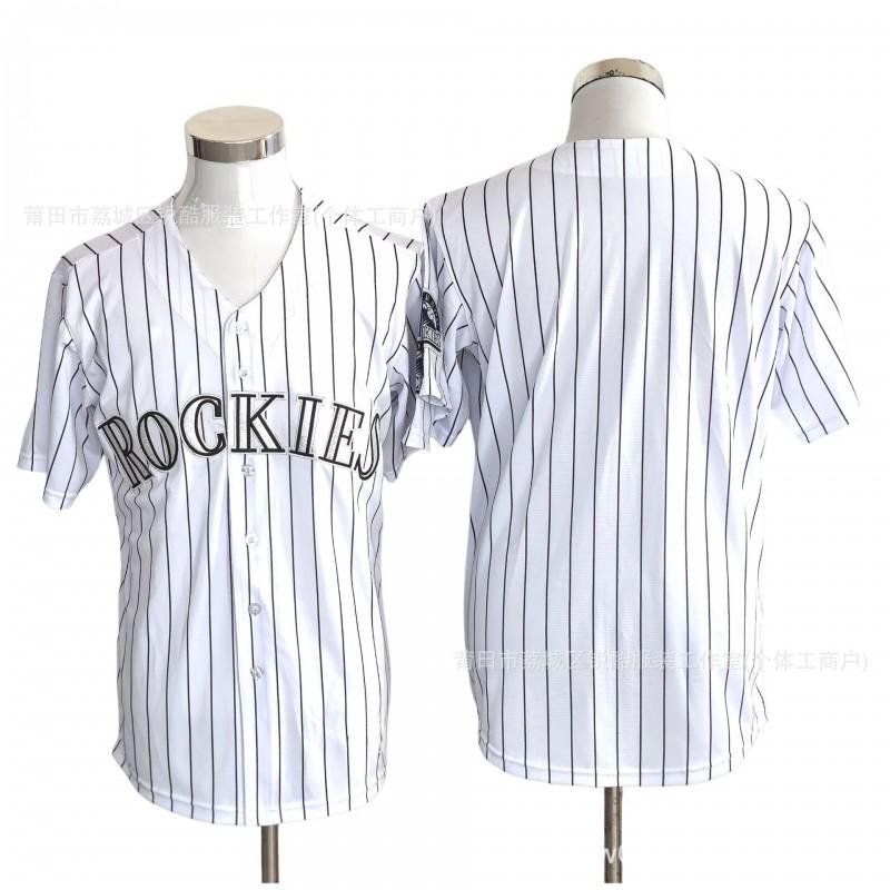 Unisex Plain White Baseball Jersey Rocky Mountains Fan Style Lightweight Sport Top