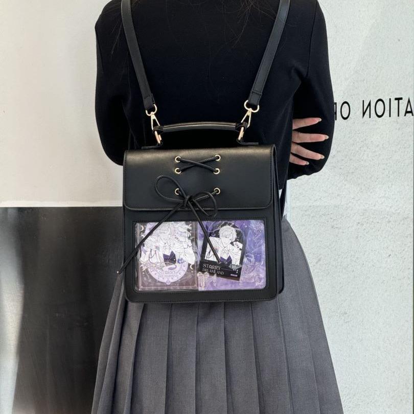 Cute Girls Campus Style Fashion Backpack Commuting Large Capacity Transparent Ita Bag Exquisite Bow JK Uniform Backpack