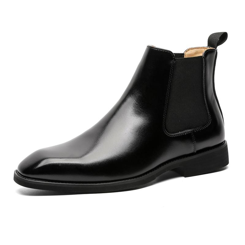 Fashion Fashion Men Casual Leather Chelsea Boots Classic Mens Casual Dress Business Shoes Comfortable Men Ankle Boots Male Slip on Botas