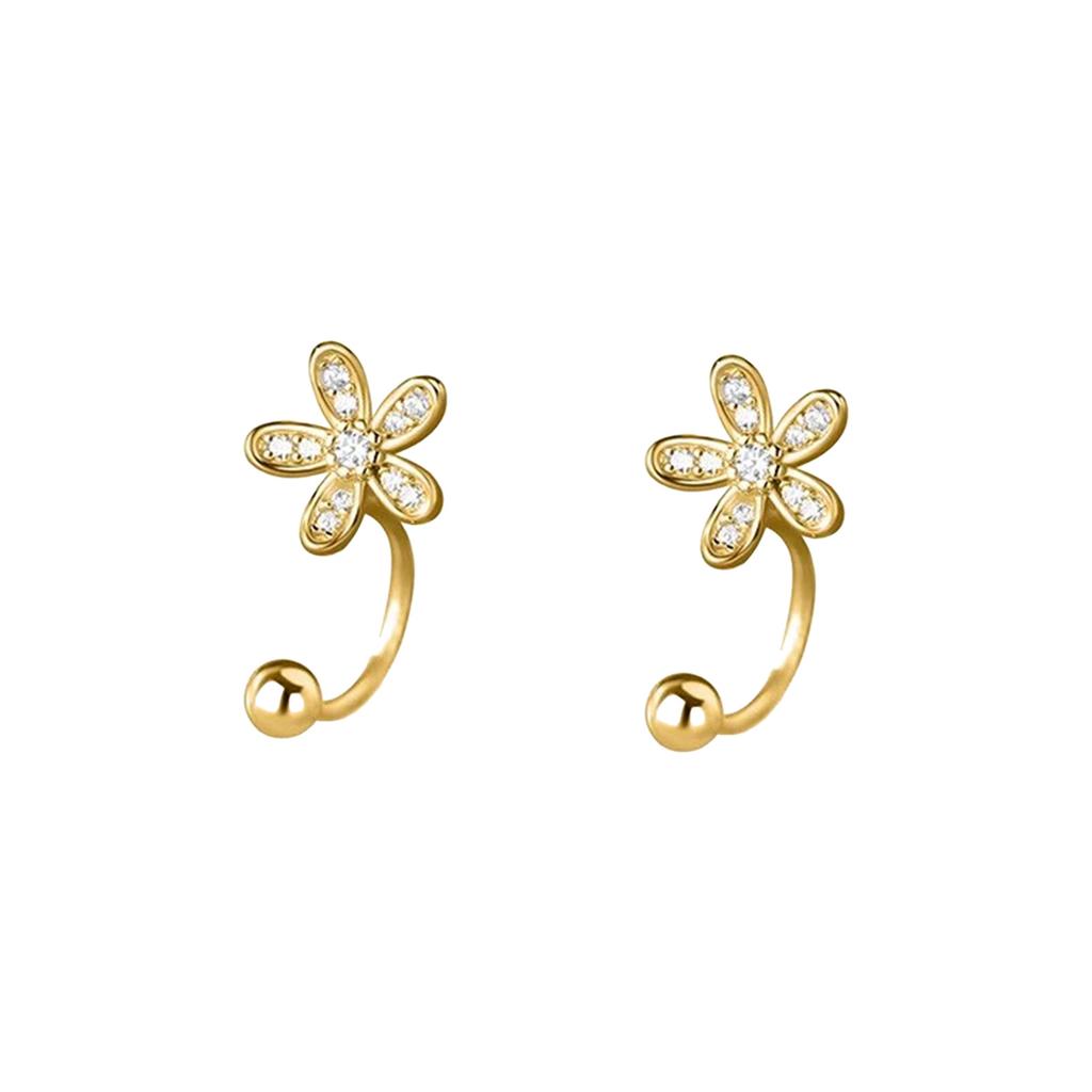 Women's Flower Stud Earrings Charm Elegant Rhinestone Floral Stud Earrings for Bridal Wedding Jewelry