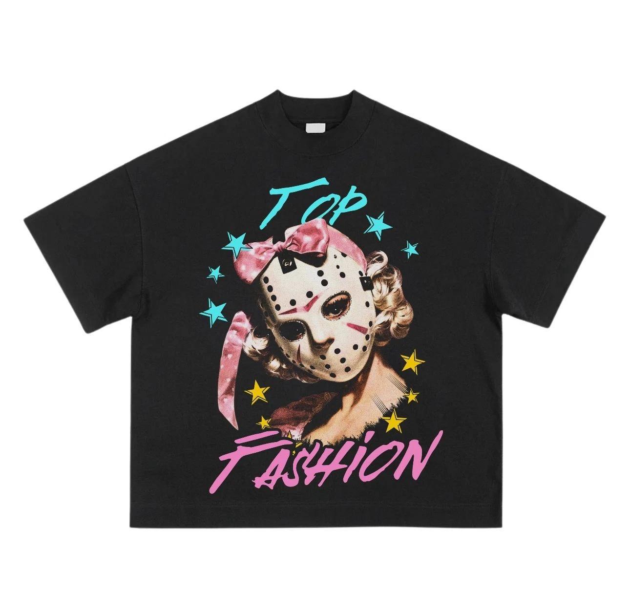 New TOP FASHION Jason Mask Pink Bow Neon Black Short Sleeve Unisex S-5XL T-Shirt 3XL