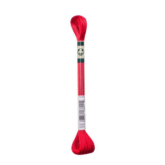 Boite de 6 échevettes de Fils à broder satin DMC - Att 321 - rouge carmin