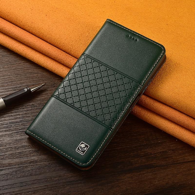 

Nappa Genuine Leather Phone Case for Xiaomi Redmi 12 12C 13 13C 13R 13X 14C 14R 4G 5G Magnetic Flip Cover Wallet Cases Redmi 12C зелёный