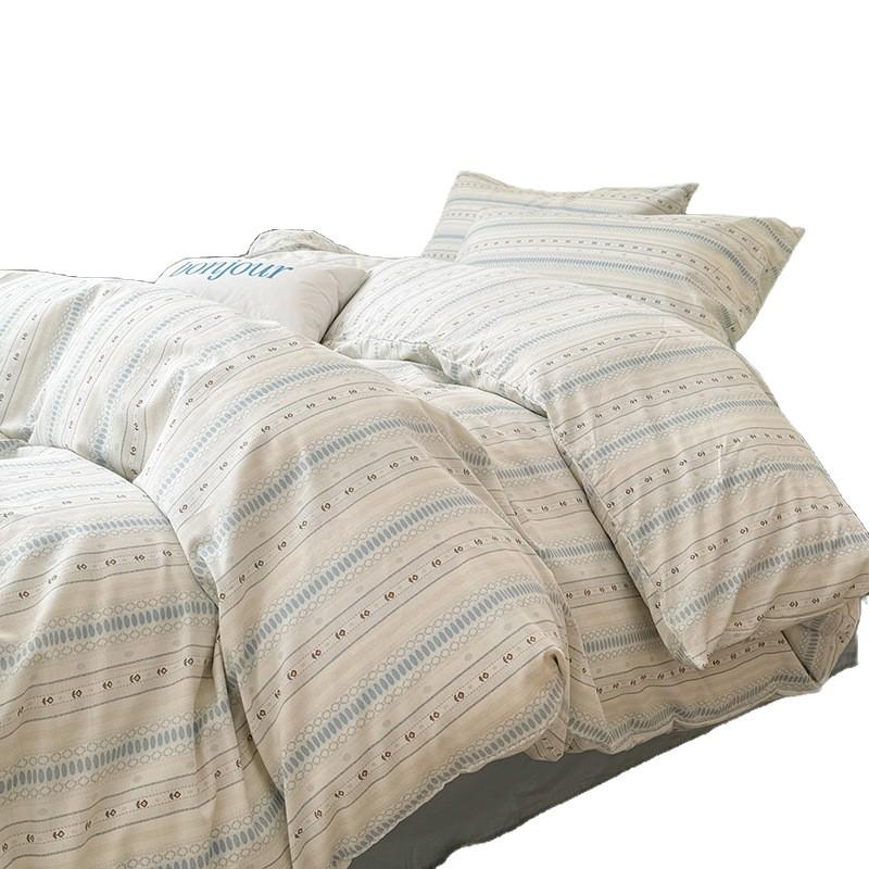 Skin-Friendly Striped Cotton Bedding Set - Fresh Style, 100% Pure Cotton, A-Class Quality, Four-Piece Set for Spring/Summer