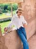 Spring New Arrival: Women's Long Sleeve White Cotton French Shirt - Southern France Holiday Style