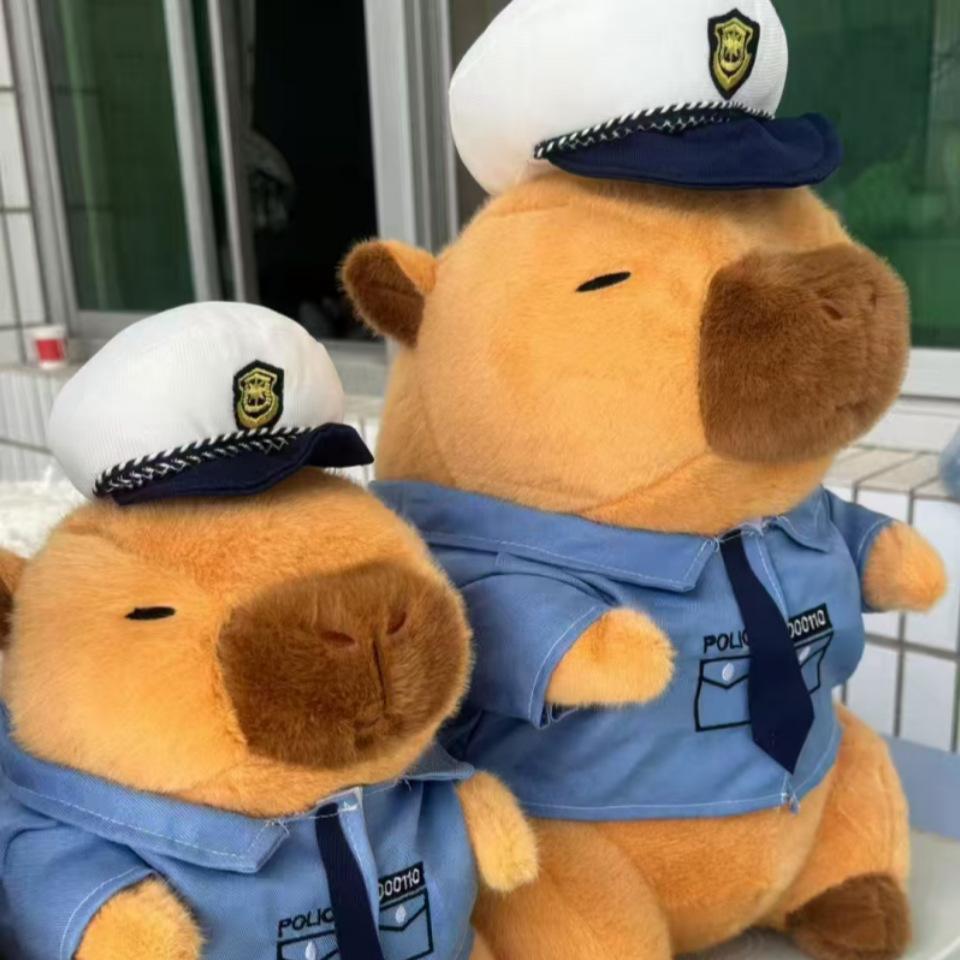 

Scarf capybara doll birthday hat kapibara ugly cute funny snot plush toy rag doll mink 35Cm