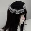 Exquisite Lace Billycock Hat Sweet Heart Crystal Round Hat Hair Accessories Bow Pillbox Hat  Ladies