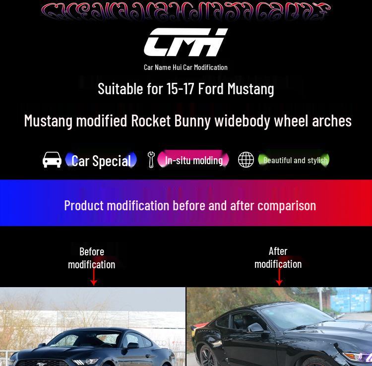 15-17 Ford Mustang Rocket Bunny Wide Body Kit: Widened Wheel Arches for Cross-Border Exclusivity