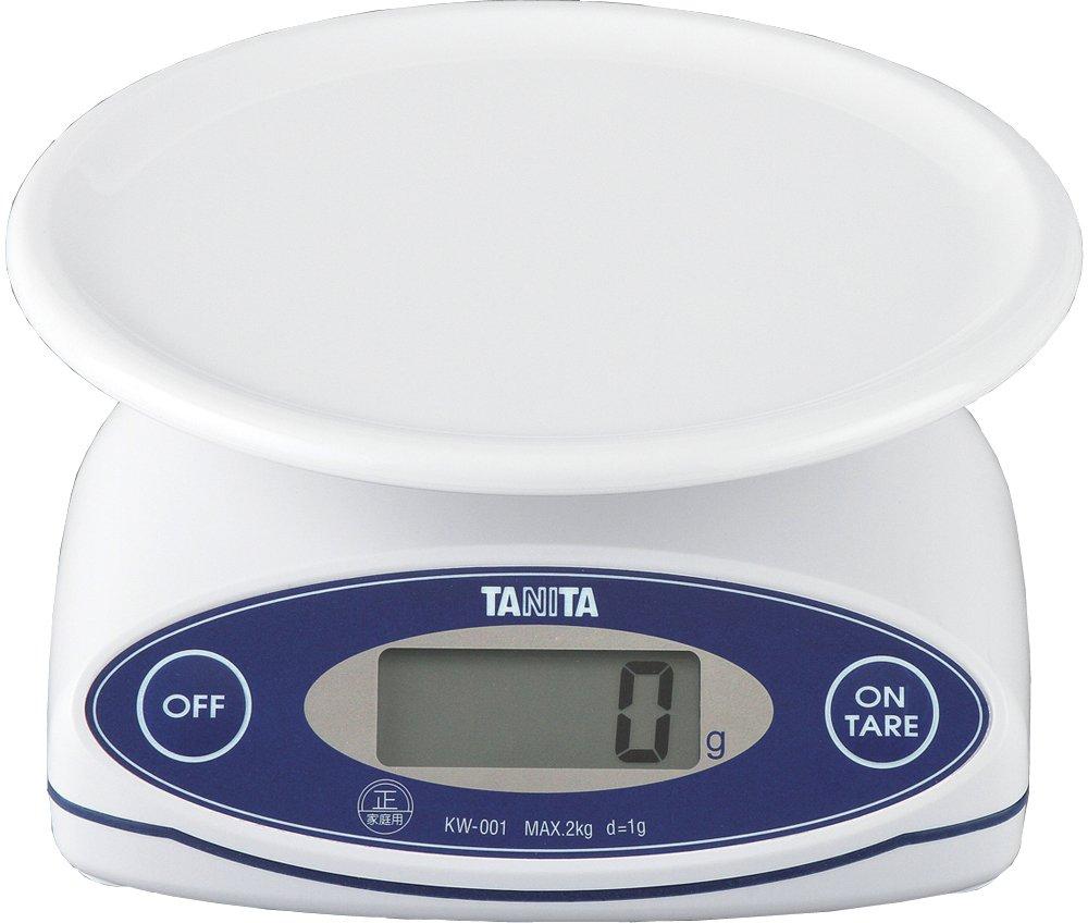 Tanita Kitchen Scale, Waterproof, Digital, 2kg Capacity, 1g Increments, White, KW-001 WH