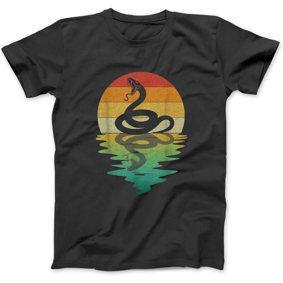 Snake Silhouette Sunset Retro Vintage 70s Nature Lover T-Shirt SPT Mens Womens Longsleeve, Sweatshirt Hoodie Black S