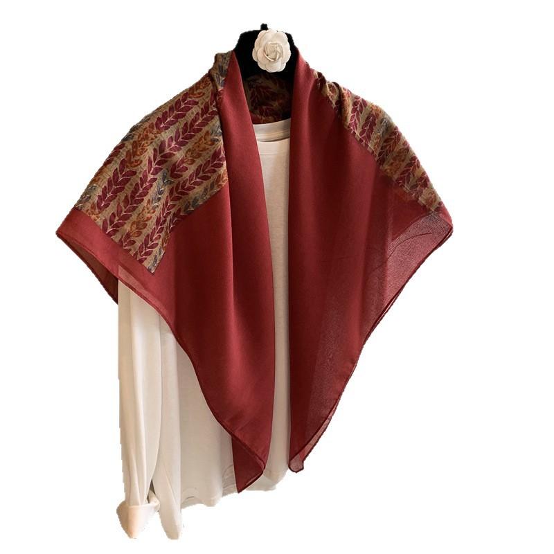 Ethnic Style Outer Cotton And Linen High-End Printing Sunscreen Scarf Shawl Fashion Square Scarf Thin Decorative Scarf Silk Scarf