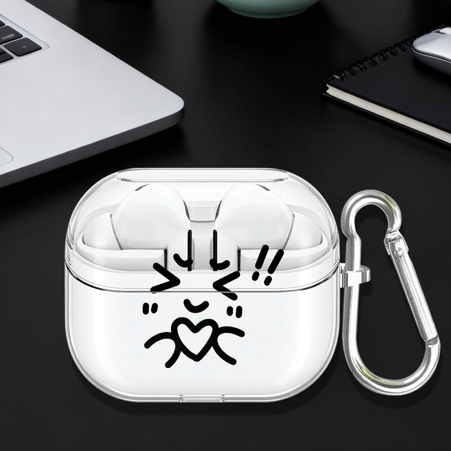 Case For Samsung Galaxy Buds 4 Pro 4Pro 2 2Pro Live 3Pro 3 FE Clear Earphone Cases Cover With Hook Cute And Loving Person