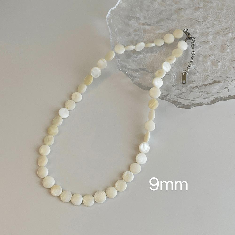 Simple Niche Design Natural Shell Disc Necklace Women Ins Vacation Beach Wind Versatile Collarbone Chain Accessories