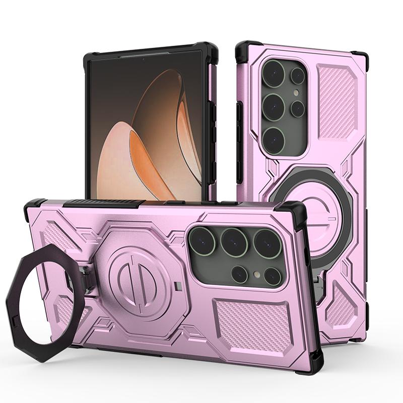 Armor Magnetic Back Cover for Samsung M56 S24 Ultra S25 Plus S25 Edge S25 FE Shockproof Magnetic Phone Case with Ring Stand