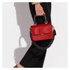 Coach Rogue 22 Flap Chain Leather Accordion Bag Small Square Bag Crossbody Bag Handbag Small Women's Red/Brown