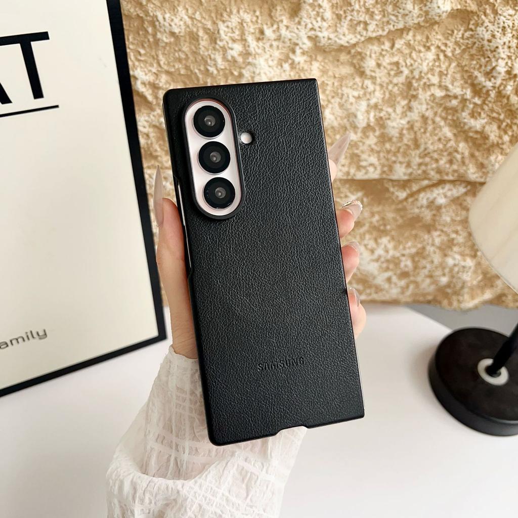 Suitable for Samsung Zfold7 Magnetic Leather Mobile Phone Case Galaxy Zfold7 Plain Leather Folding Anti Fall Protection Case