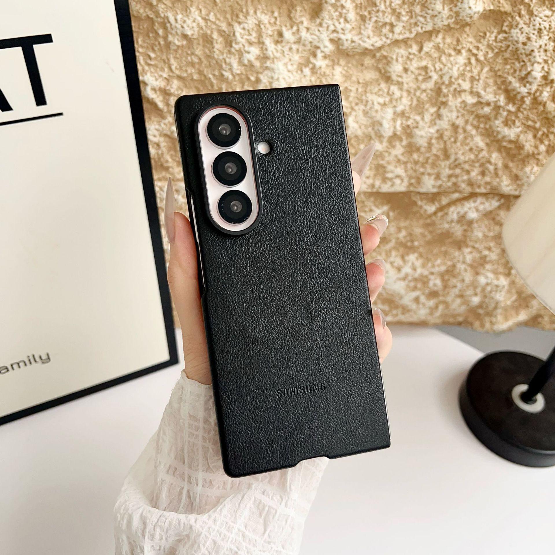 

Suitable for Samsung Zfold7 Magnetic Leather Mobile Phone Case Galaxy Zfold7 Plain Leather Folding Anti Fall Protection Case Samsung ZFOLD7