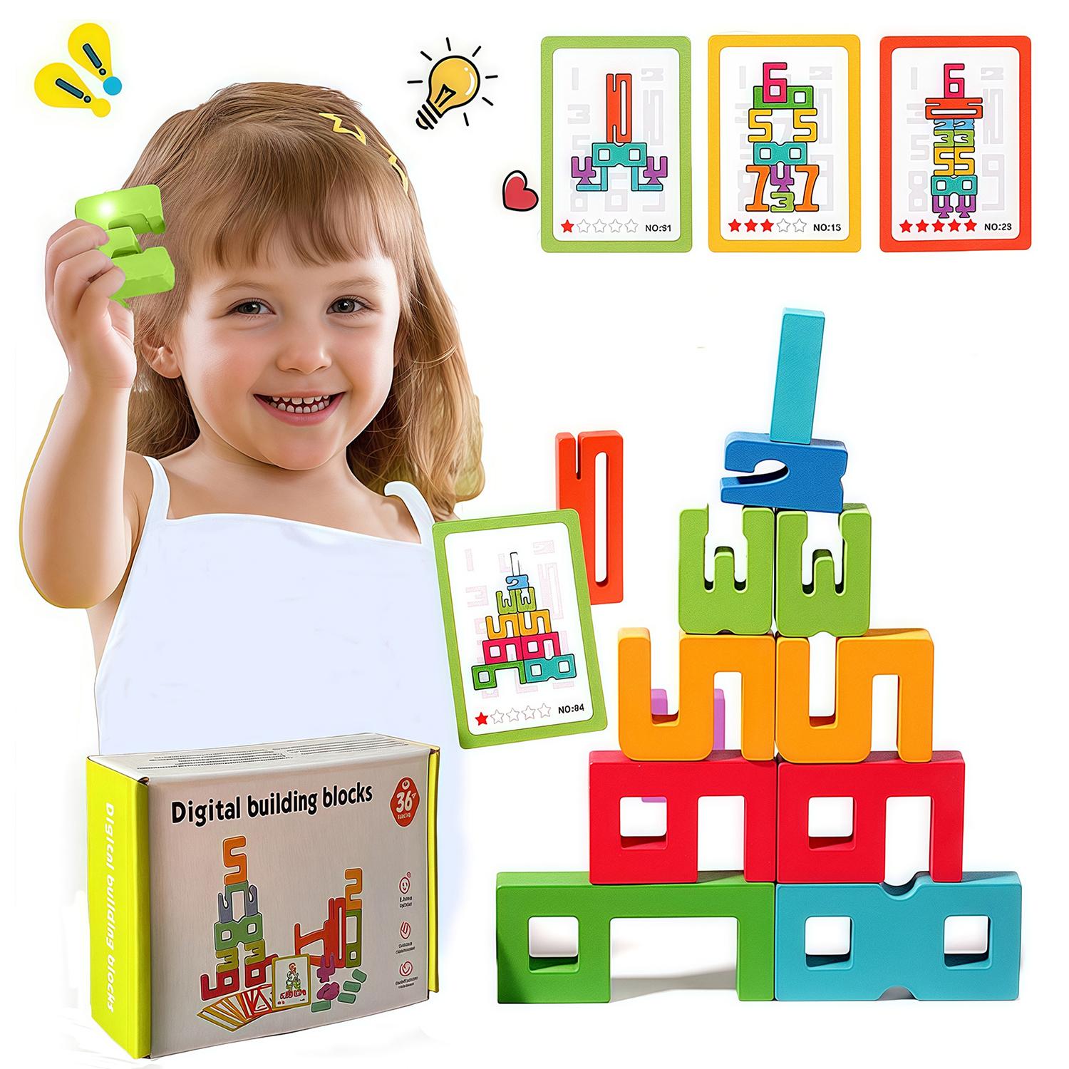 

Wooden Number Building Blocks Montessori Number Stacking Blocks Puzzle Balance Competition Toy, Educational Gift for Toddler