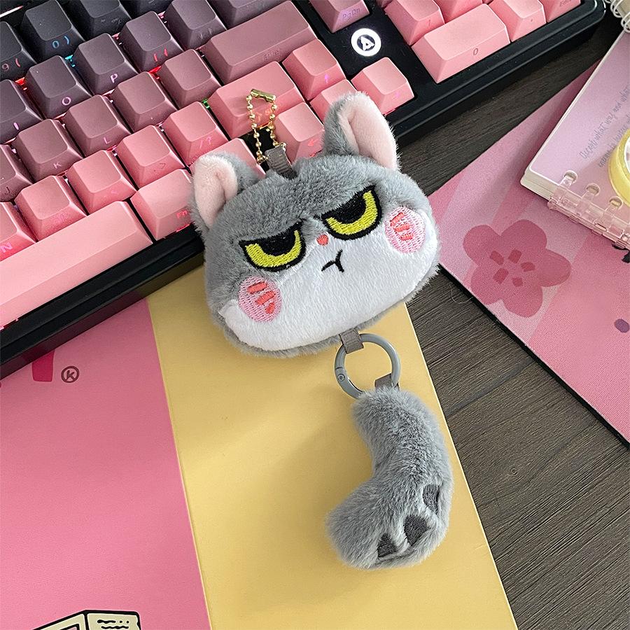 Cute Long-tail Cat Plush Doll Bag Pendant Girl Heart Cat Doll Hanging Ornament Birthday Doll Gift