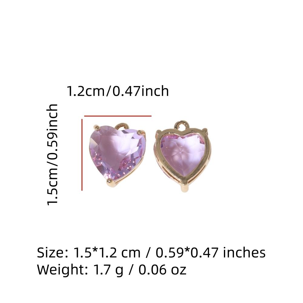 Heart Synthetic Crystal Copper Charms, Golden Plated Sweet Pendants for DIY Earring & Necklace Craft Making