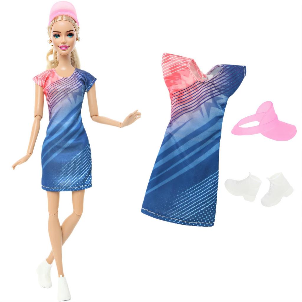 Fashion Doll Dress and Accessories for 30cm Doll 11.5'' Girl Doll Mini Gown with Cute Crown Handbag Shoes Boots Kids Toy Gift