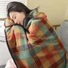 Lazy Plaid Wearable Blanket Fleece-lined Thicken Casual Office Blanket Soft Polyester Thermal Blanket Outdoor Travel