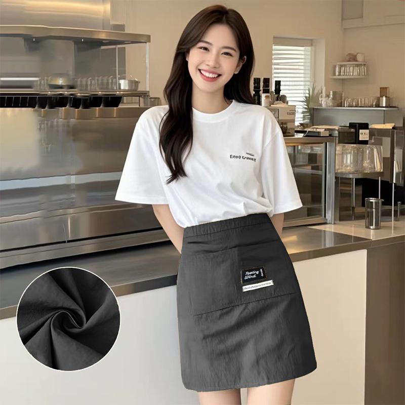 Einzelstück Kellnerinnen-Schürze für Damen mit verlängerter Taille und starken Nähten aus Canvas-Material