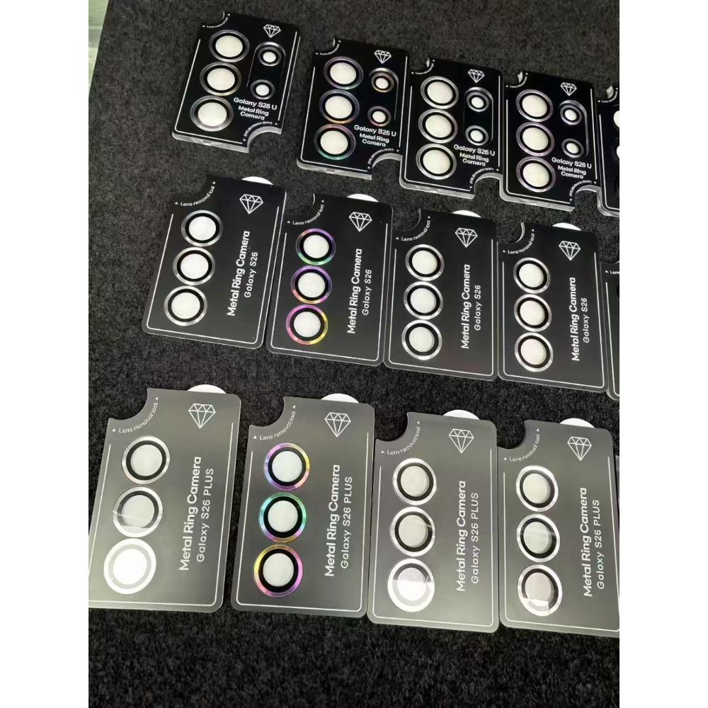 Protector de cristal templado con anillo metálico para lente de cámara para Samsung Galaxy S26 Ultra Edge S25 S24 S23 Plus. Tapa protectora antiarañazos.