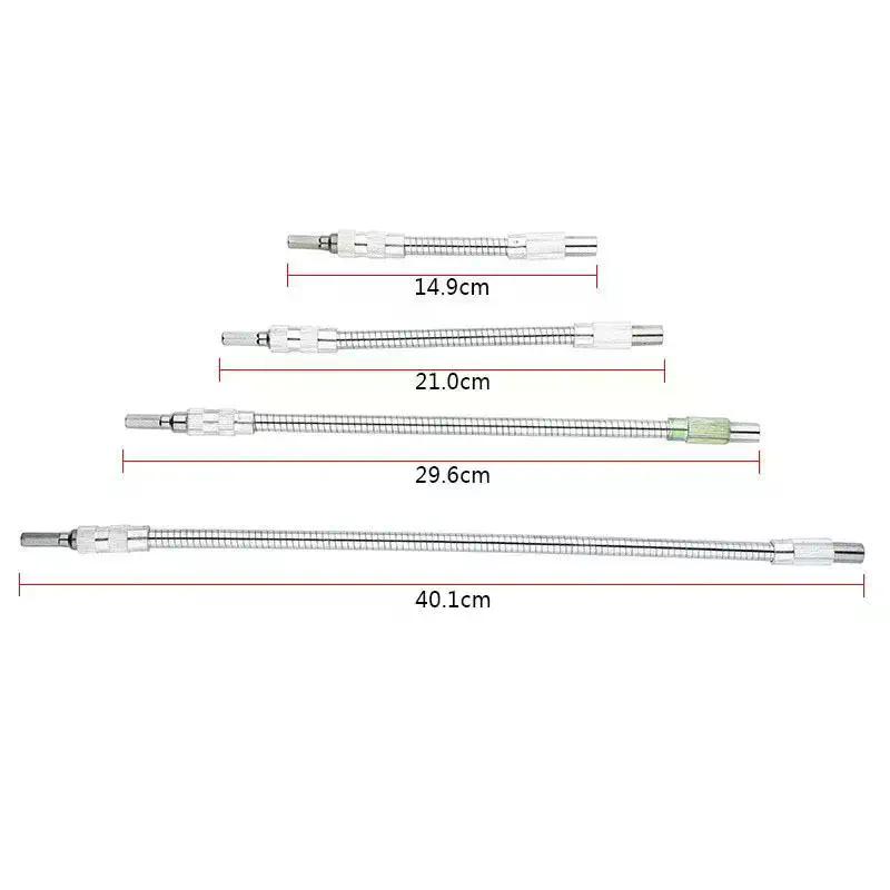 Silver Hex Handle 300mm Universal Flexible Metal Shaft Screwdriver Connector Extender Tool