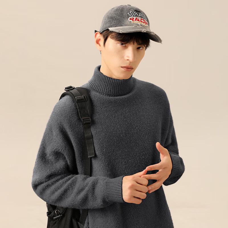 GENIOLAMODE Men's Fleece-Lined Turtleneck Sweater