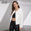 ziai New Spring Autumn Women Short Faux Leather Jacket Casual PU Coat Loose Motorcycle Jackets Fashion Streetwear Oversized Korean Coat YDP-21597