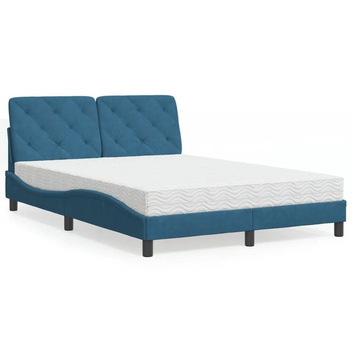 VidaXL Lit avec Matelas, Lit Rembourré avec Coussin de Tête de Lit, Lit Double, Lit Adulte de Chambre à Coucher Intérieur, 3208650