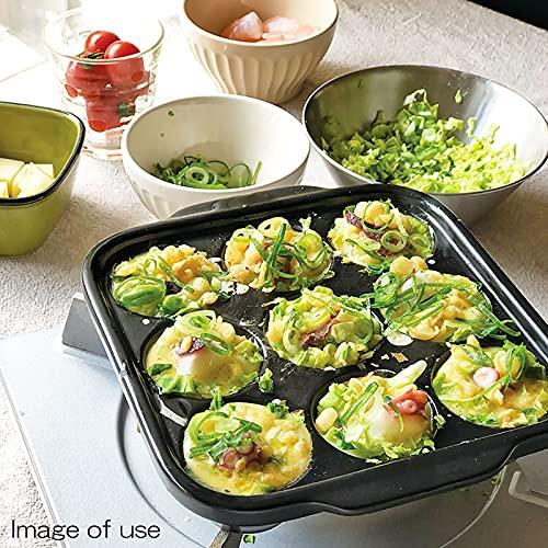 Saji Pottery Banko Ware Takoyaki Pan, Direct Heat Safe, Ceramic, Approx. 19 x 21 cm, Black, Made in Japan, 21-102 Black