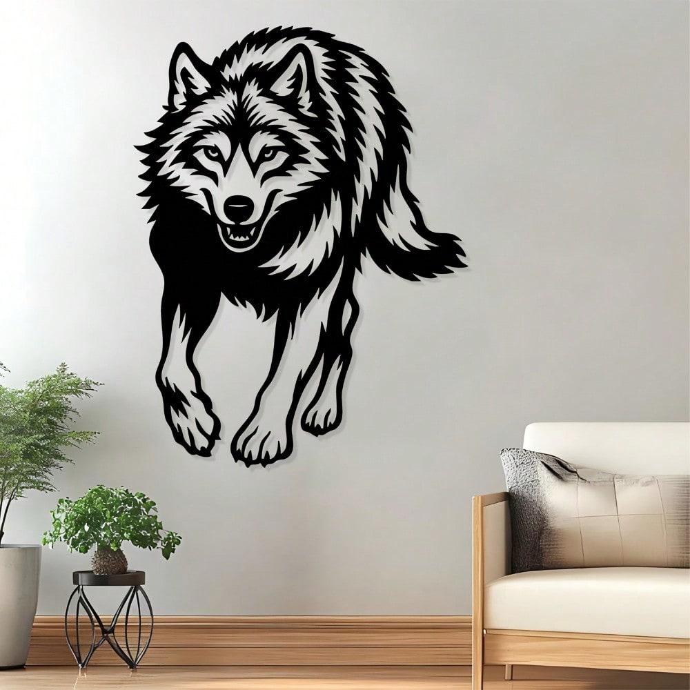 Rustproof Howling Wolf Metal Wall Art for Patio Garden, Weather-Resistant Wildlife Decor Gift
