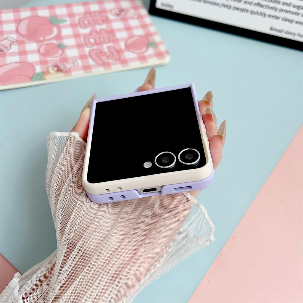 For Samsung Galaxy Z Flip7 5G Case Skin Touch Silicone Ring PC TPU Phone Cover with Cartoon Dachshund Sticker