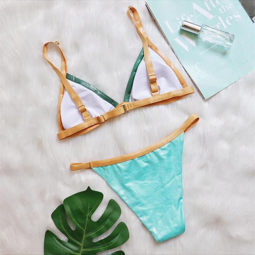 Perły łączenie wysokie nogi wycięte bikini damskie stroje kąpielowe damski strój kąpielowy dwuczęściowy zestaw bikini kąpiący strój kąpielowy Swim Lady