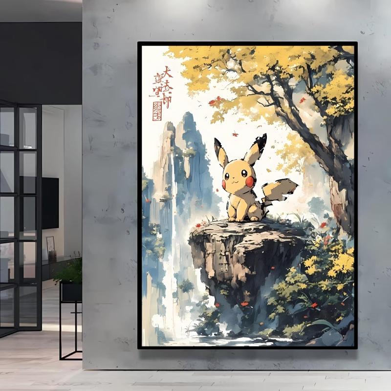 Canvas Artwork Painting Pokemon Pikachu Picture Home Decor Classic Character Images Spray Painting Home Decor Holiday Gift