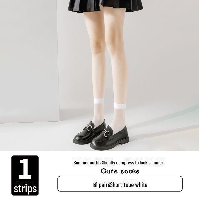 Șosete negre de vară peste genunchi cu transparență ridicată - Stil uniform JK cu tub mijlociu pentru eleve