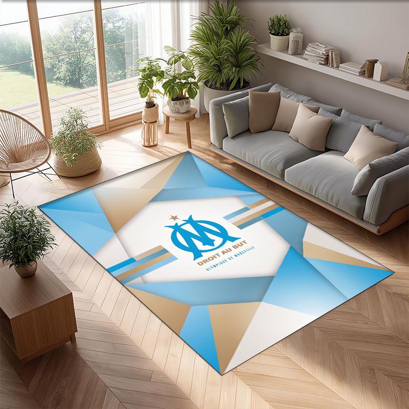 Olympique Lyonnais FC Soccer Football Pattern Soft Area Rug Non Slip Indoor Floor Carpet Sports Decor Mat for Bedroom