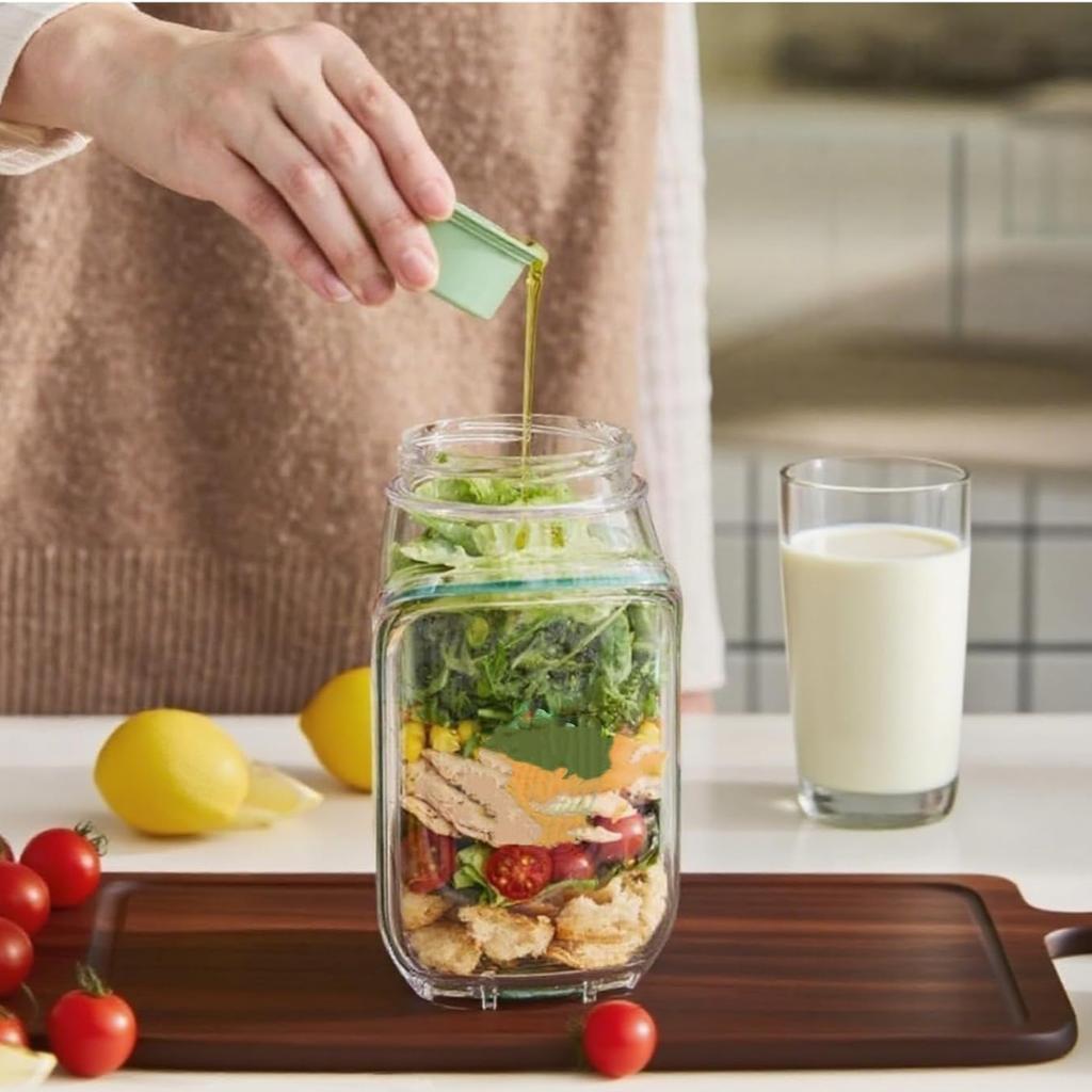 Tragbare Plastik-Salatbecher All-in-One-Behälter Auslaufsicher Haferflocken-Schüsselbehälter Wiederverwendbar Frisch halten Frühstück Obst Aufbewahrungsbox