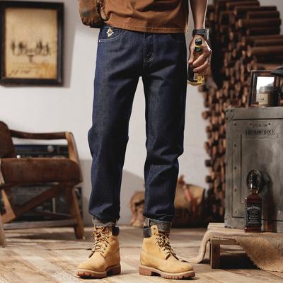 Herbst Weiche Jeans Herren Schmal zulaufende Hosen Bedruckt Trendig Kombiniert mit Martens Hosen Herrenhosen Herrenstil